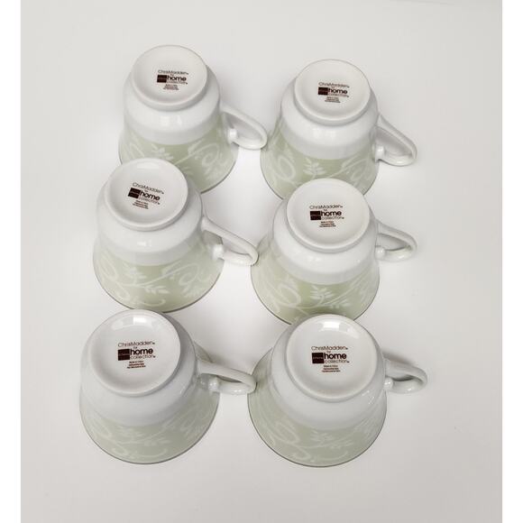 JCPenney Chris Madden Chambour Green White Silver Cup & Saucer/ Platter - Picture 4 of 11